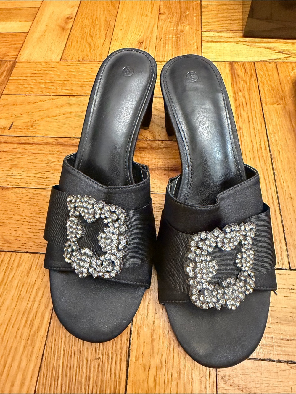 Manolo Blanik similar Black Embellished Slide Heels - Women